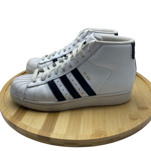 Adidas Unisex Kids White Mid Top Basketball Pro Model OG Sneakers Shoes Sz 4.5 - Picture 1 of 7